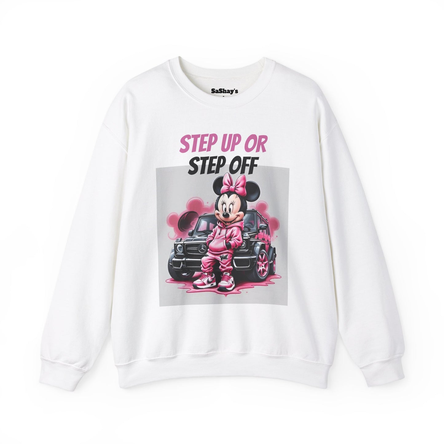 Womans Minnie Mouse Graphic Crewneck Sweatshirt - Step Up or Step Off