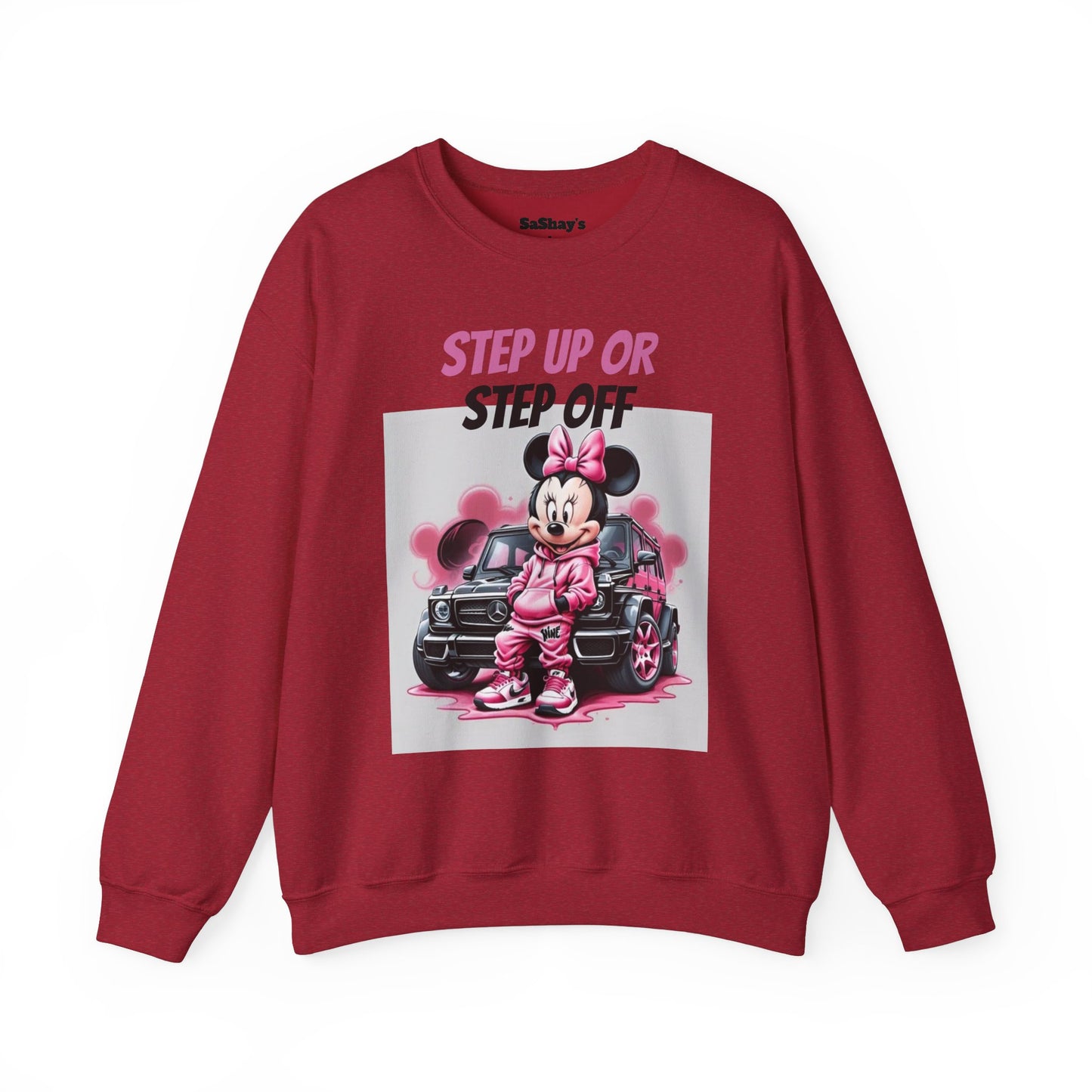 Womans Minnie Mouse Graphic Crewneck Sweatshirt - Step Up or Step Off