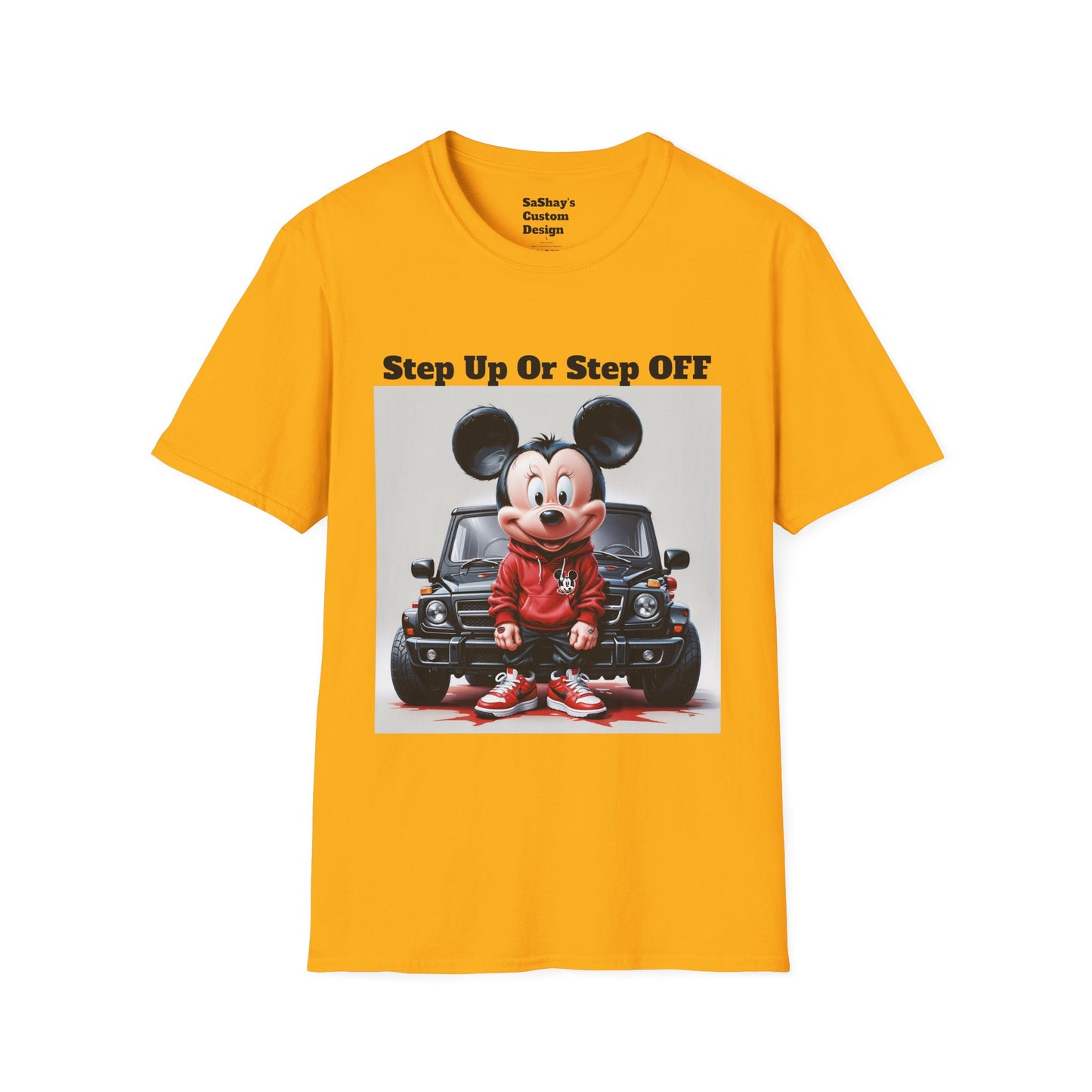 Mens Step Up Or Step OFF Mickey Mouse Softstyle T-Shirt