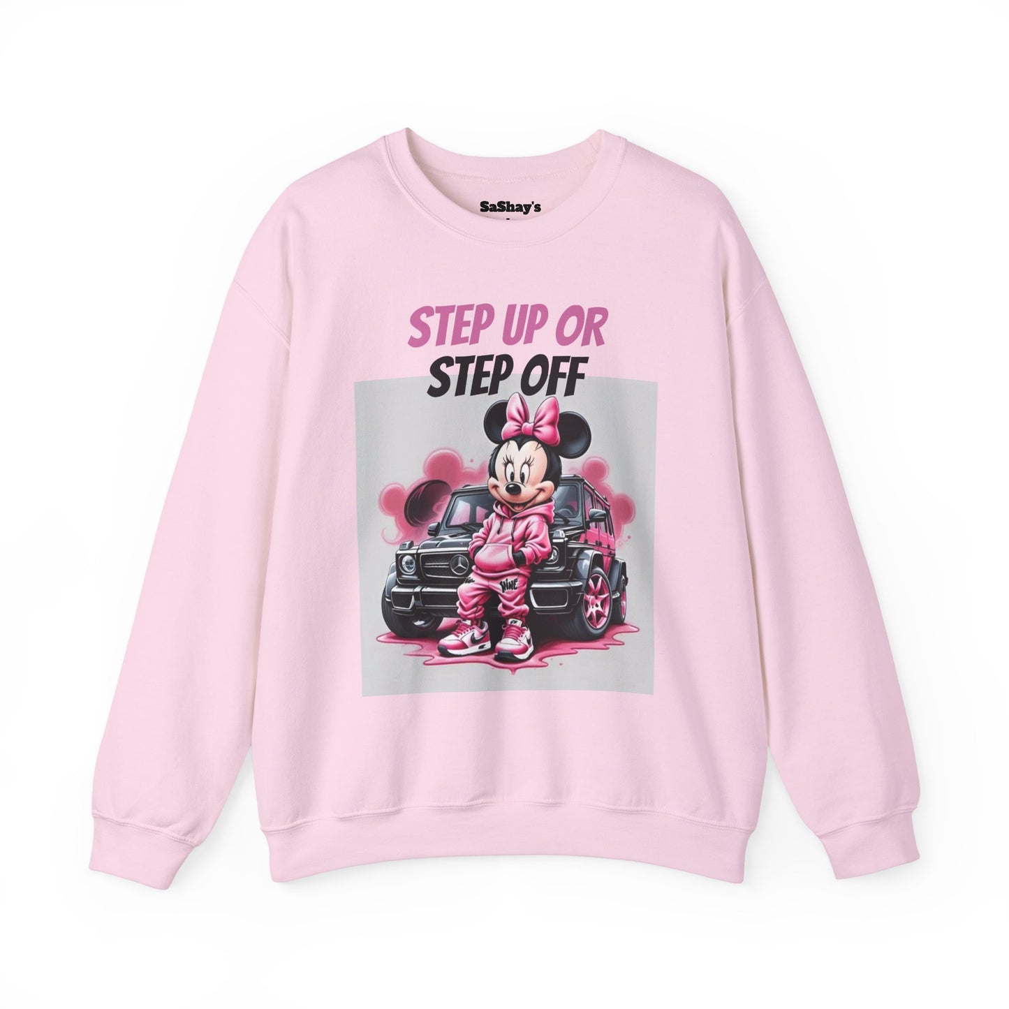 Womans Minnie Mouse Graphic Crewneck Sweatshirt - Step Up or Step Off