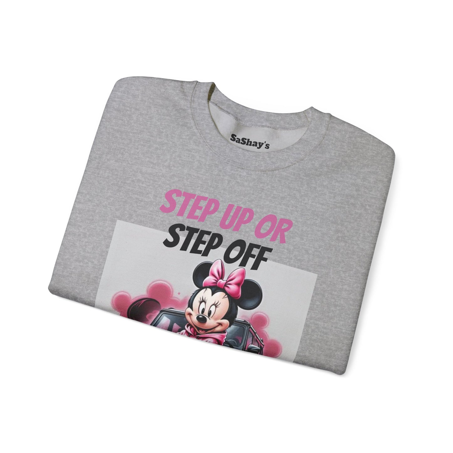 Womans Minnie Mouse Graphic Crewneck Sweatshirt - Step Up or Step Off