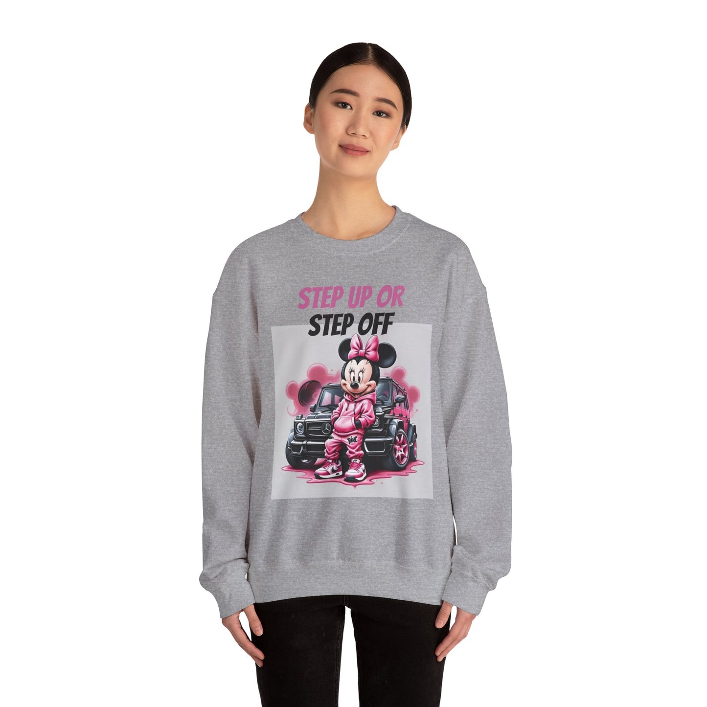 Womans Minnie Mouse Graphic Crewneck Sweatshirt - Step Up or Step Off