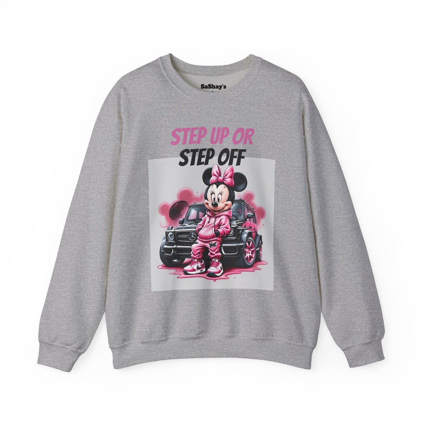 Womans Minnie Mouse Graphic Crewneck Sweatshirt - Step Up or Step Off