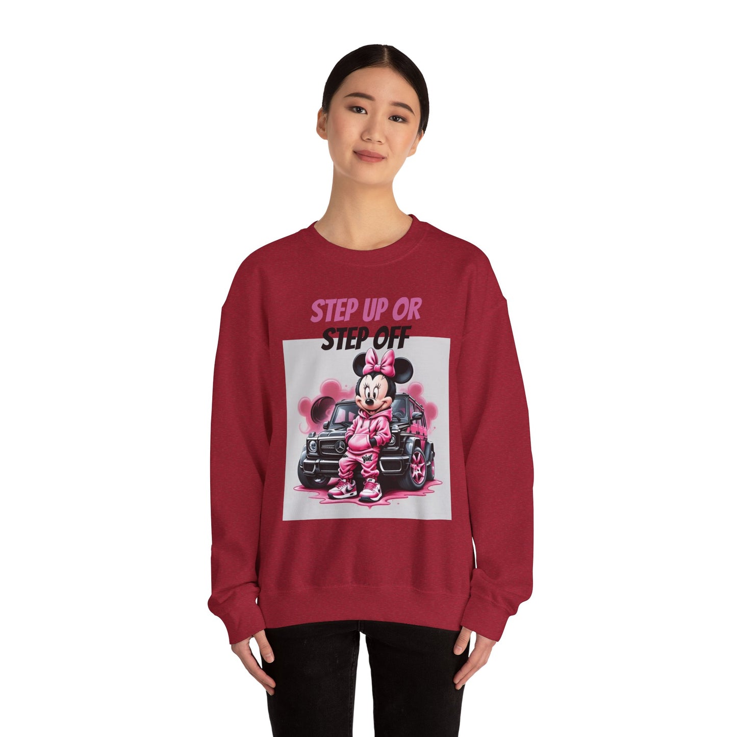 Womans Minnie Mouse Graphic Crewneck Sweatshirt - Step Up or Step Off