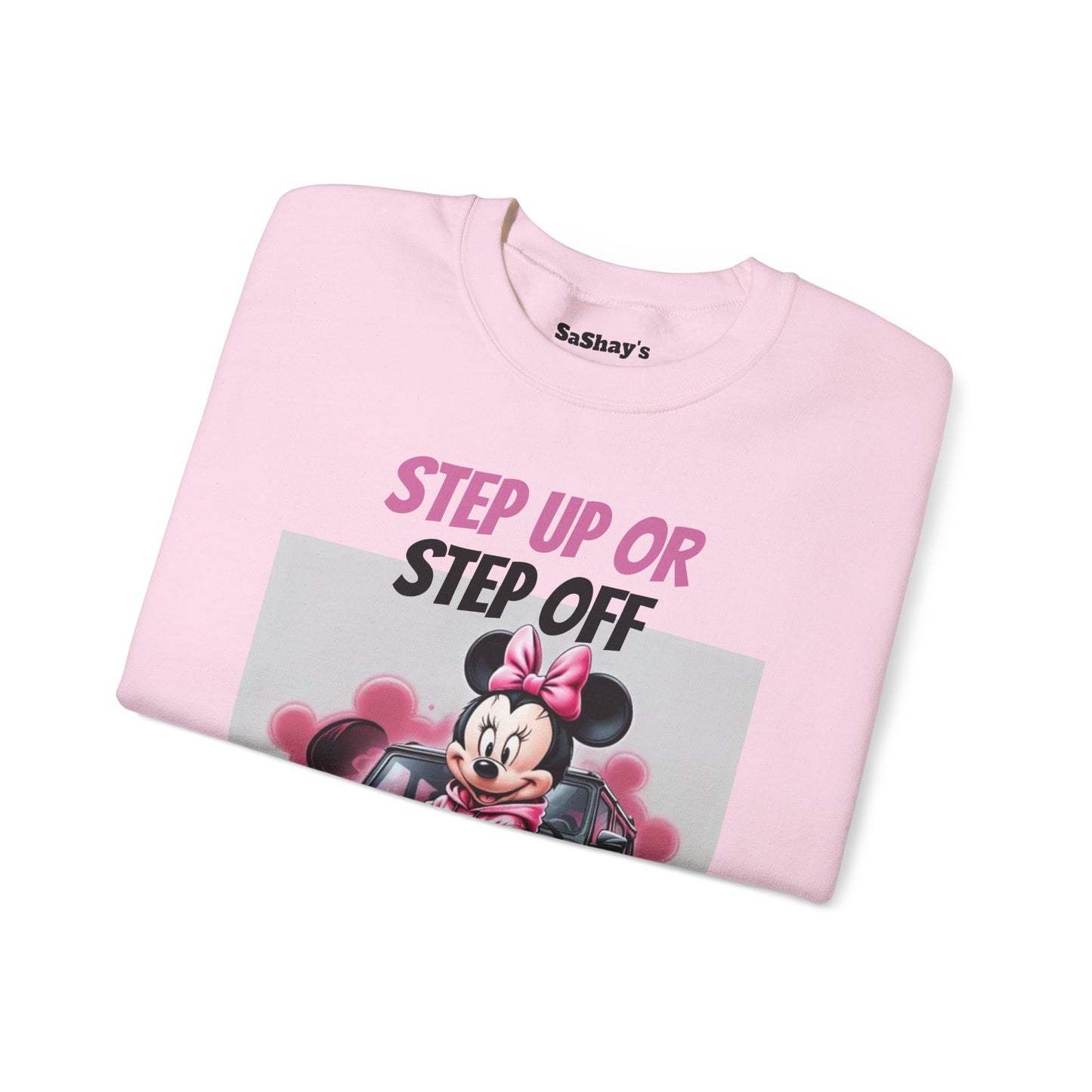 Womans Minnie Mouse Graphic Crewneck Sweatshirt - Step Up or Step Off