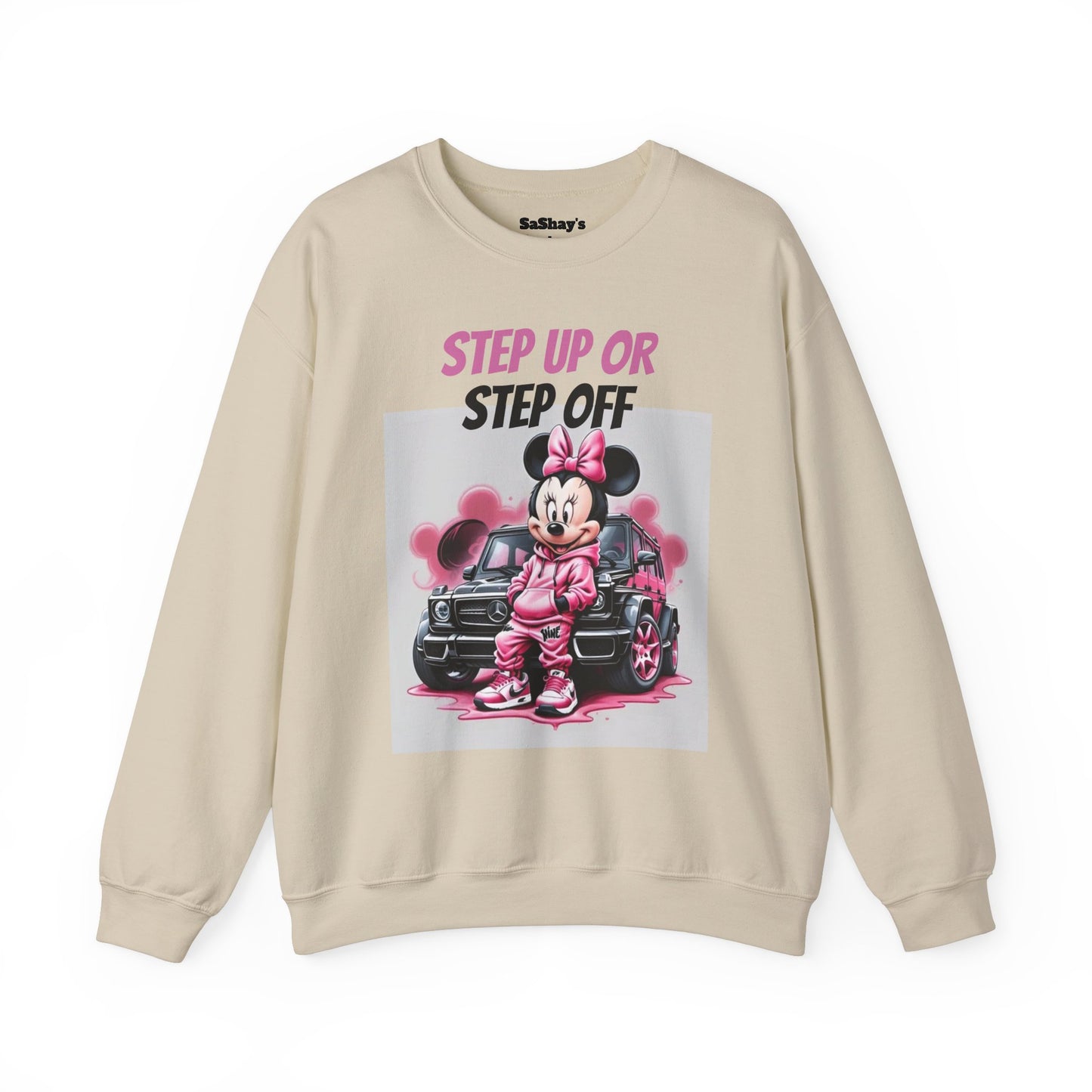 Womans Minnie Mouse Graphic Crewneck Sweatshirt - Step Up or Step Off