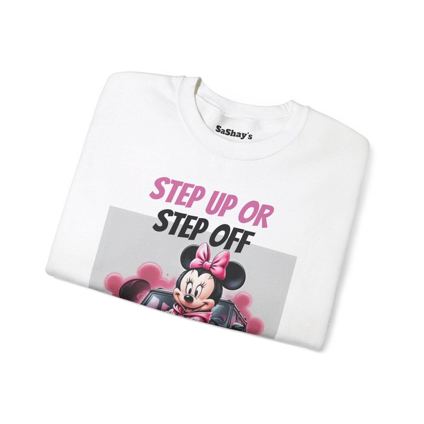 Womans Minnie Mouse Graphic Crewneck Sweatshirt - Step Up or Step Off