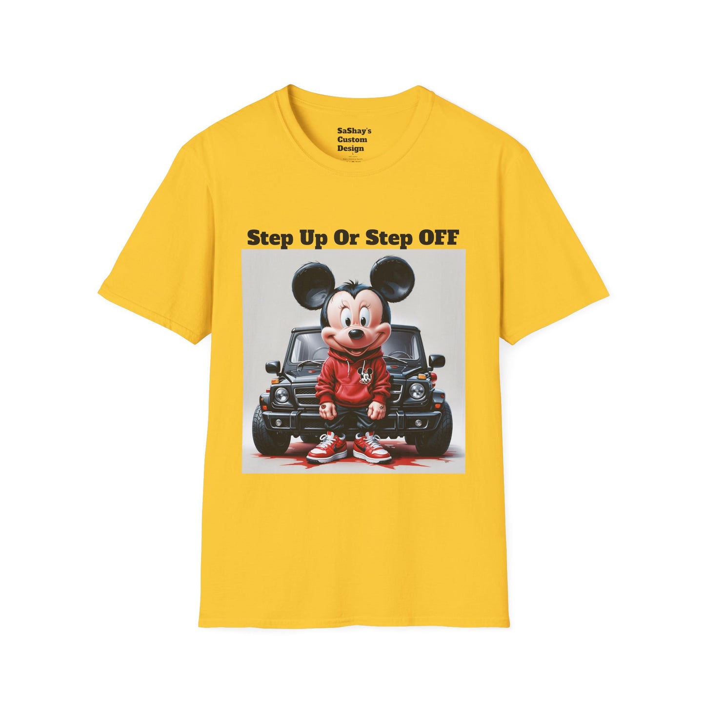 Mens Step Up Or Step OFF Mickey Mouse Softstyle T-Shirt