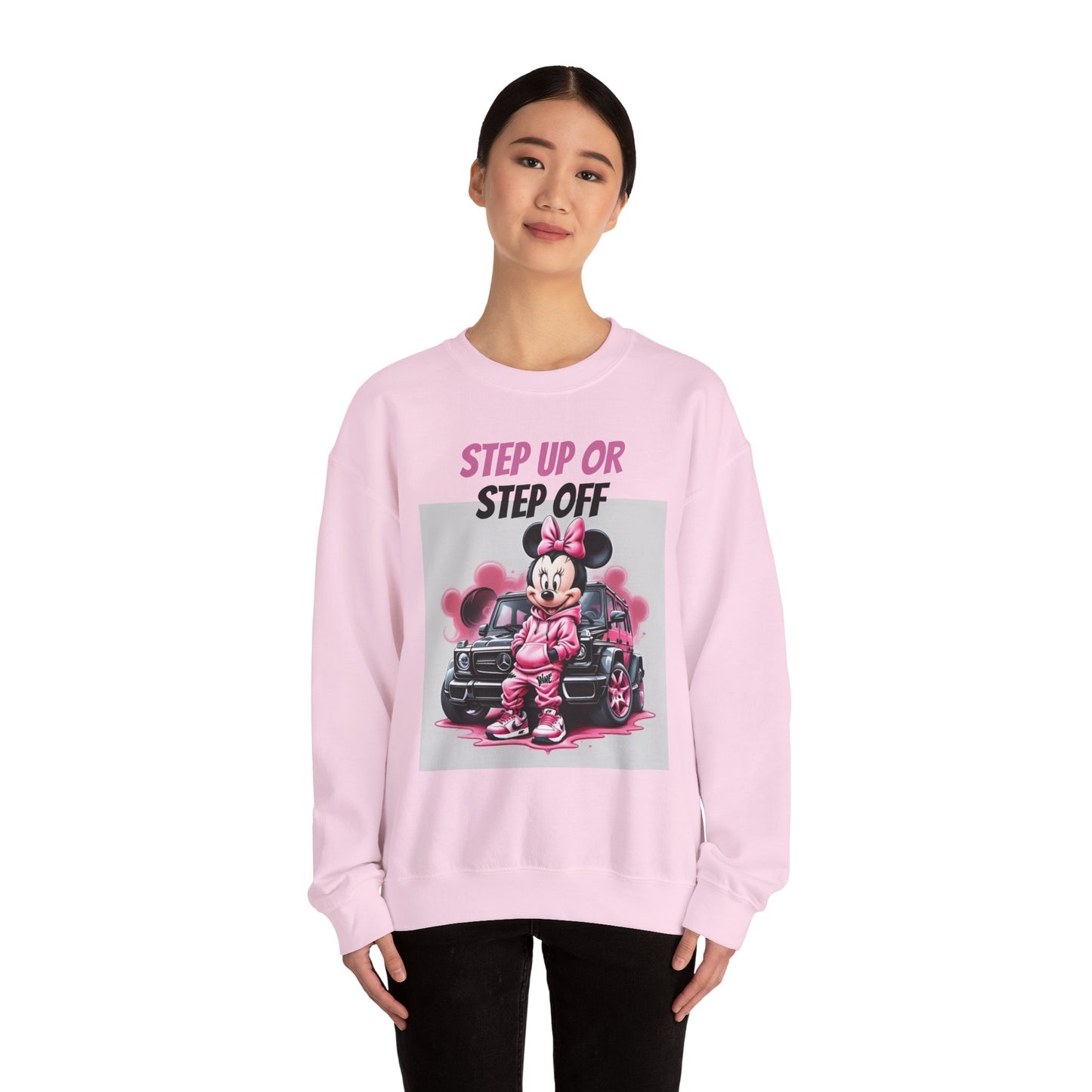 Womans Minnie Mouse Graphic Crewneck Sweatshirt - Step Up or Step Off