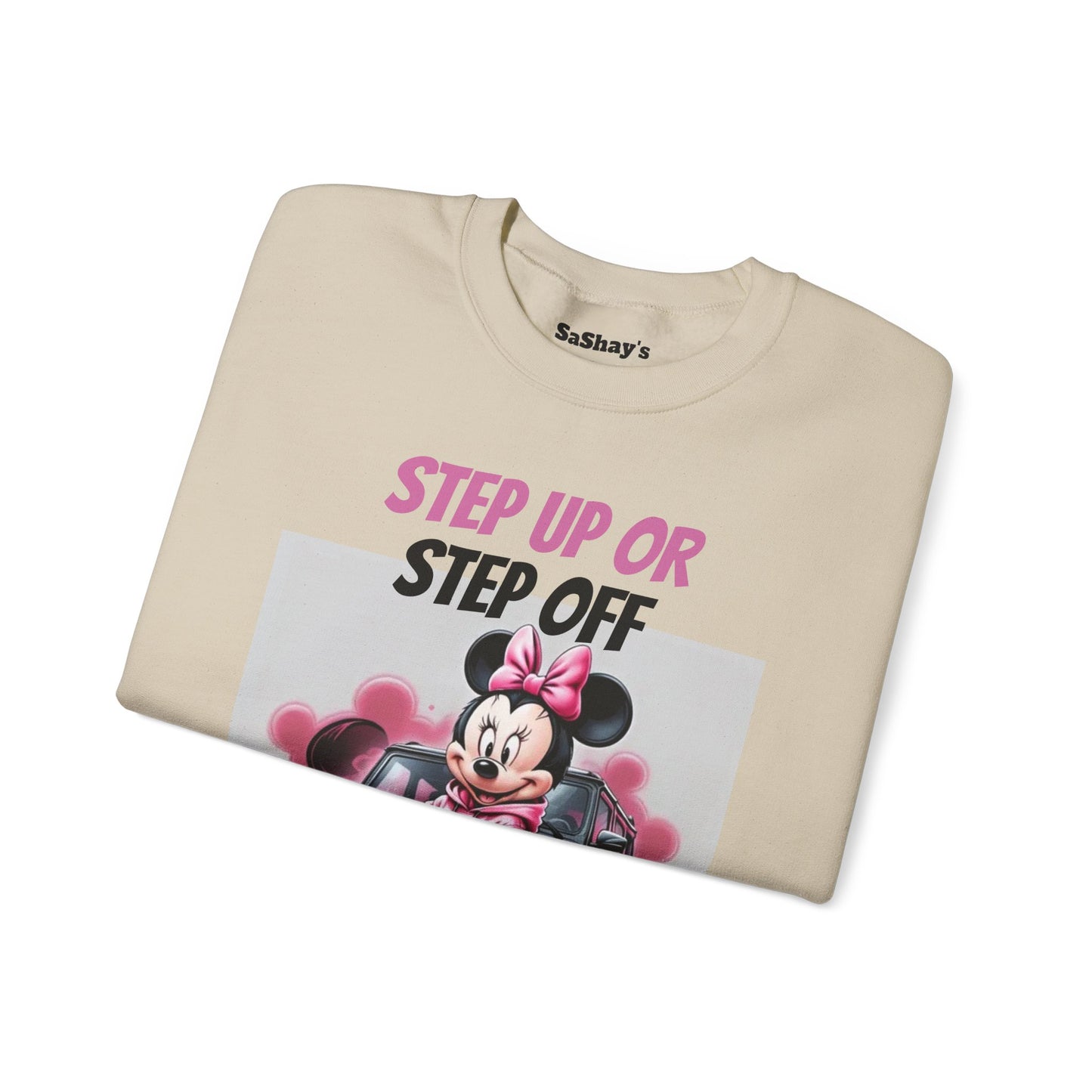 Womans Minnie Mouse Graphic Crewneck Sweatshirt - Step Up or Step Off