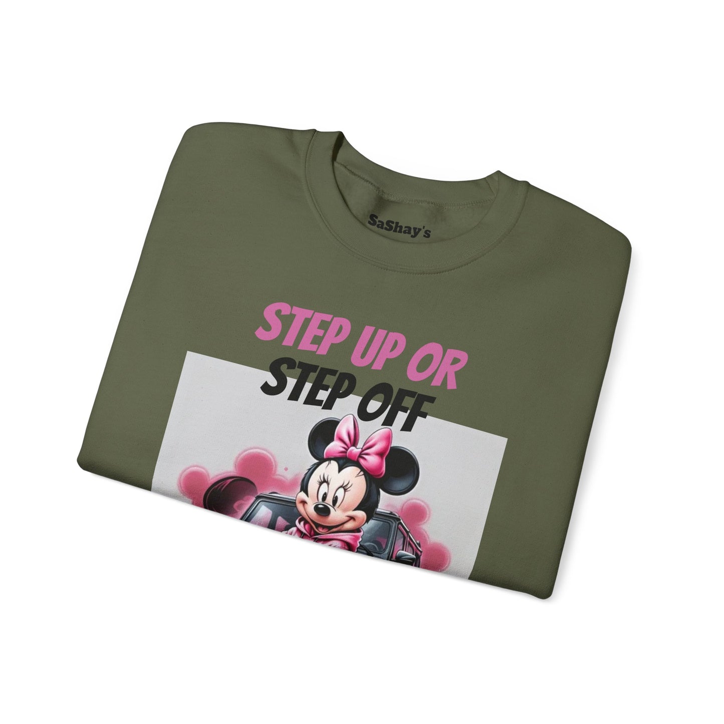 Womans Minnie Mouse Graphic Crewneck Sweatshirt - Step Up or Step Off