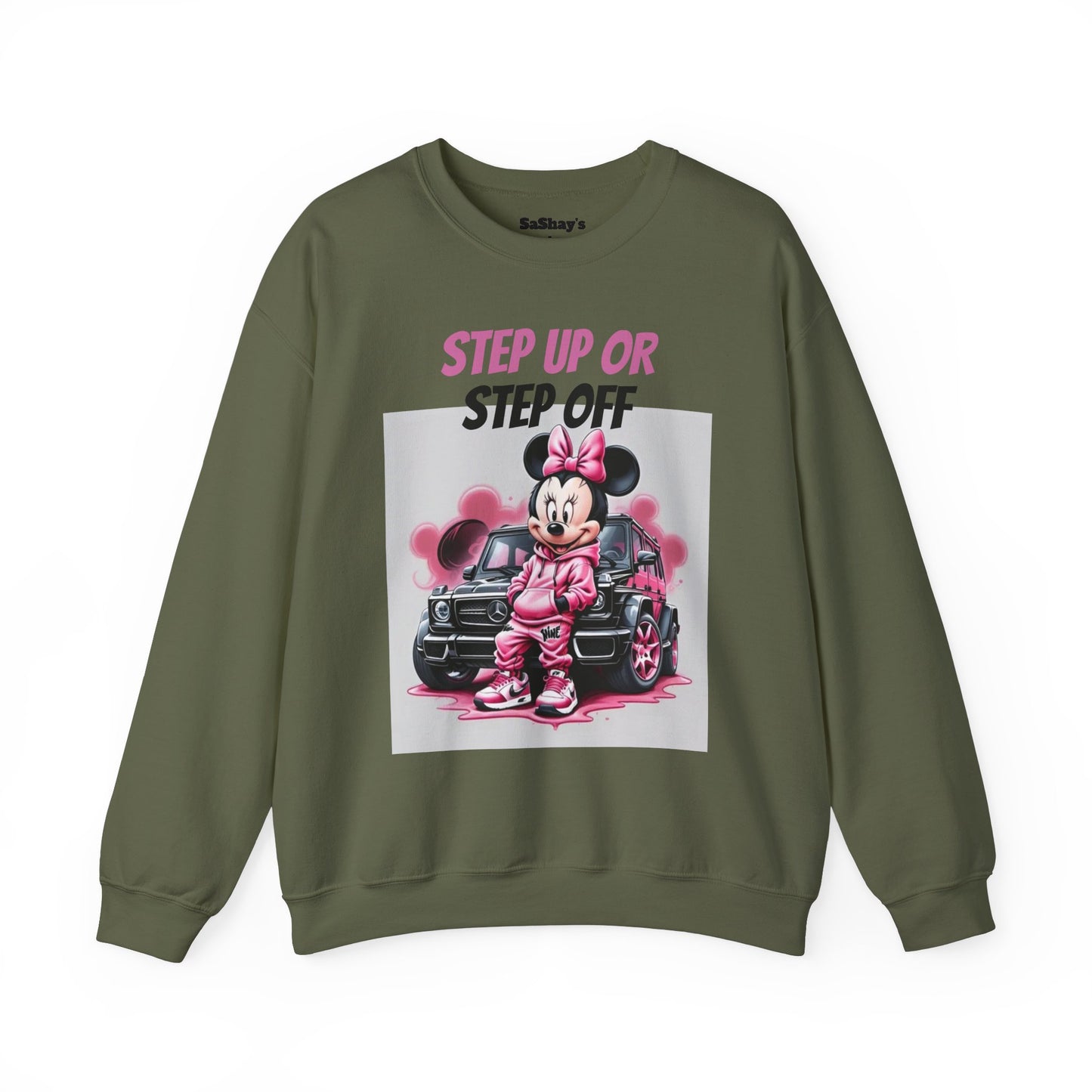 Womans Minnie Mouse Graphic Crewneck Sweatshirt - Step Up or Step Off