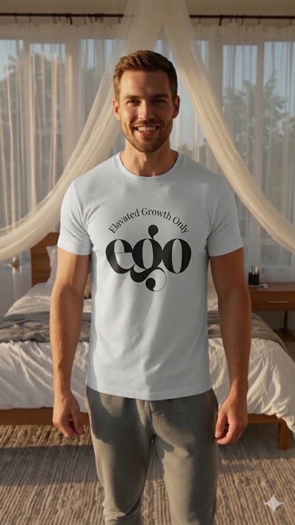 EGO – Elavated Growth Only Graphic Tee | Midnight Black & Sunset Orange