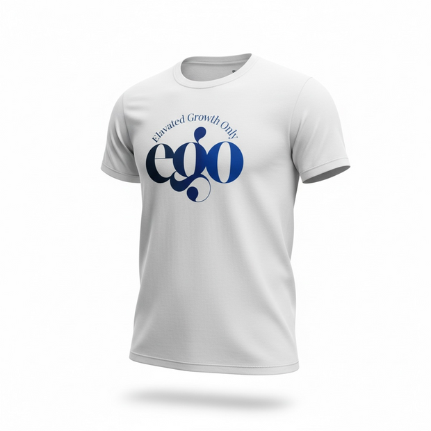 EGO White & Blue Elevated Growth Only Tee - Streetwear