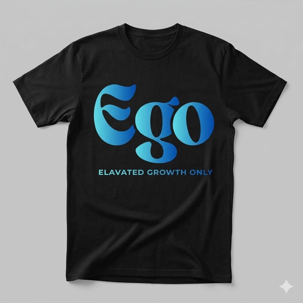 EGO – Elevated Growth Only Graphic Tee | Midnight Black & Ocean Gradient