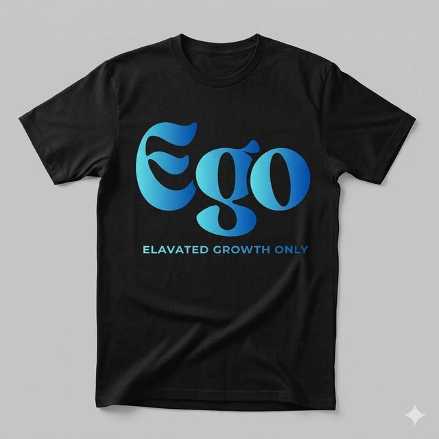 EGO – Elavated Growth Only Graphic Tee | Midnight Black & Ocean Gradient