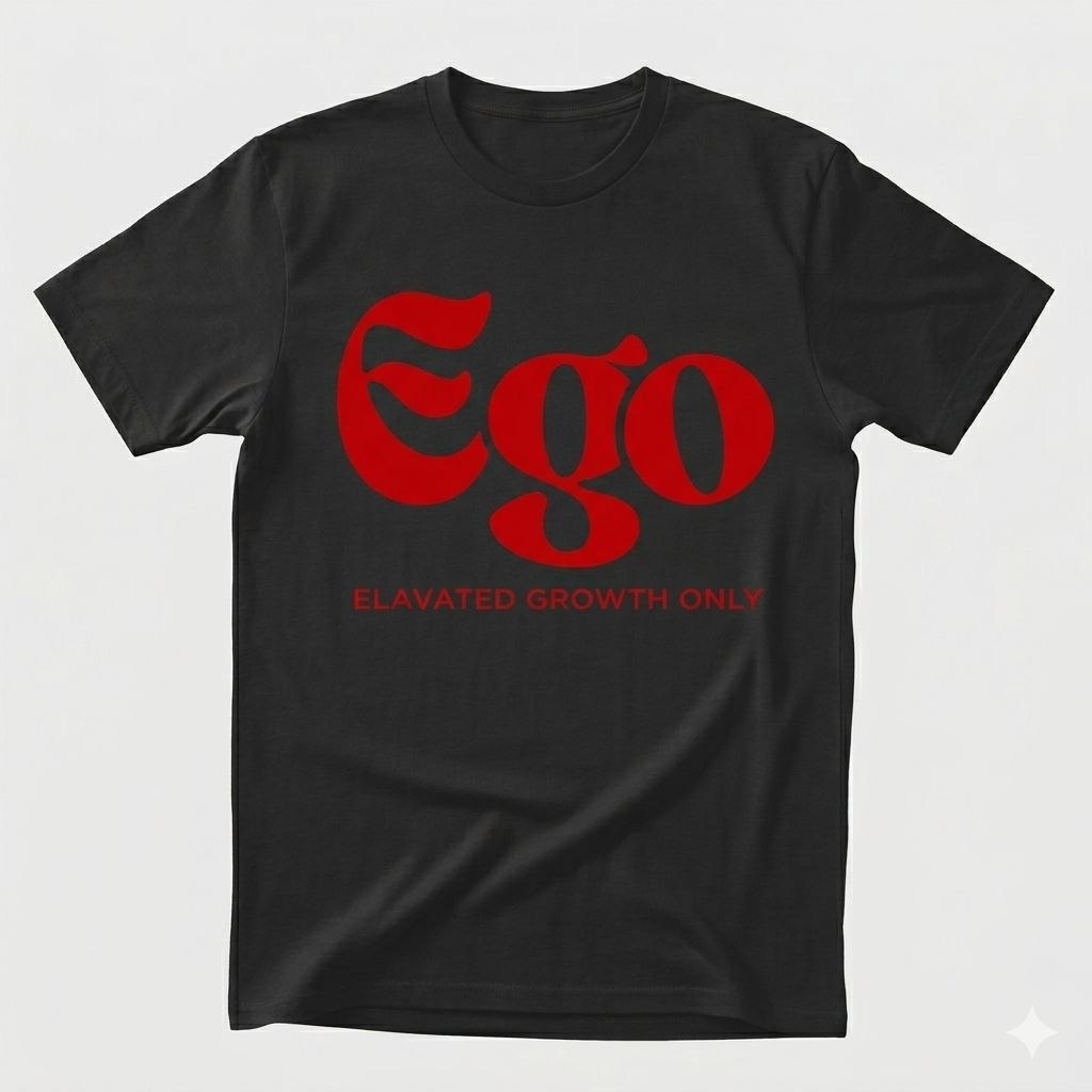 EGO – Elevated Growth Only Graphic Tee | Midnight Black & Crimson Red