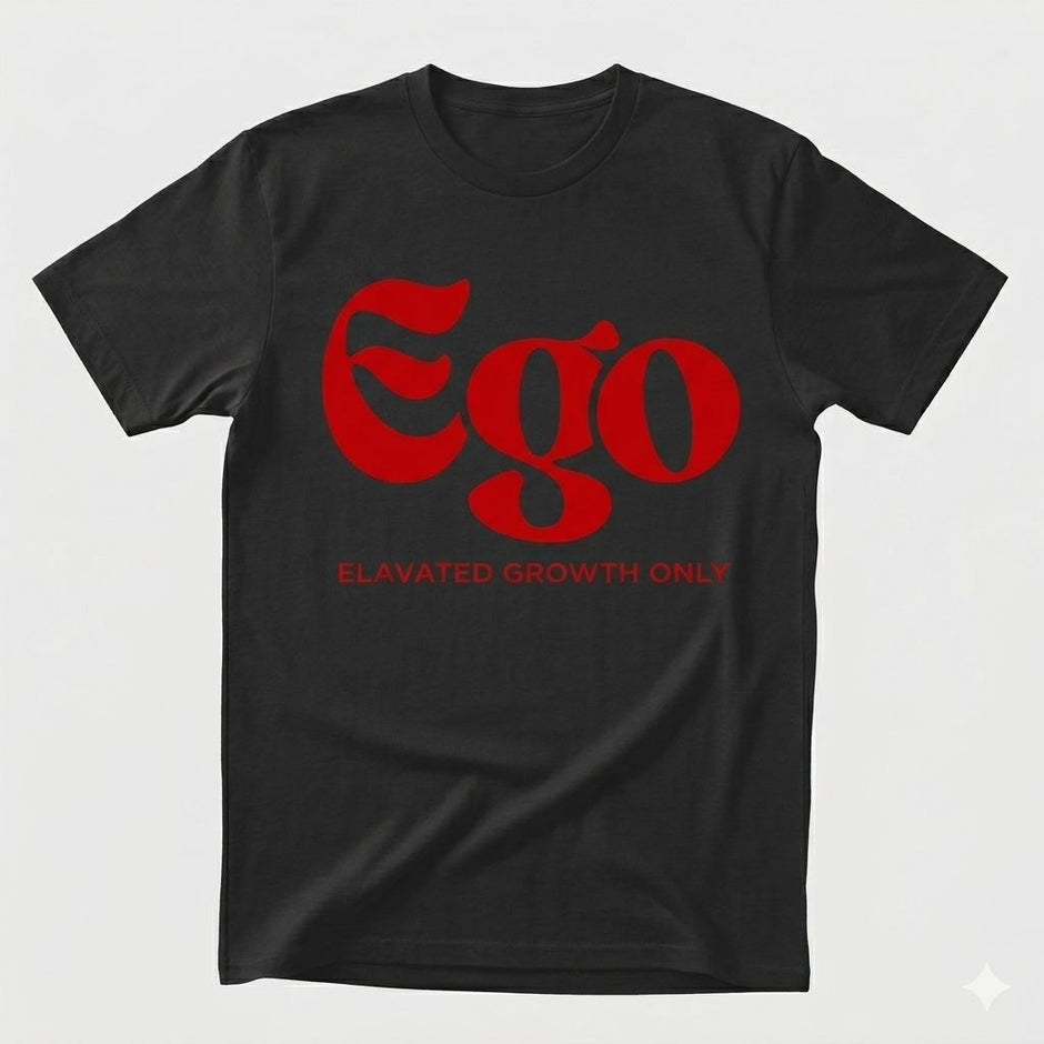 EGO – Elavated Growth Only Graphic Tee | Midnight Black & Crimson Red